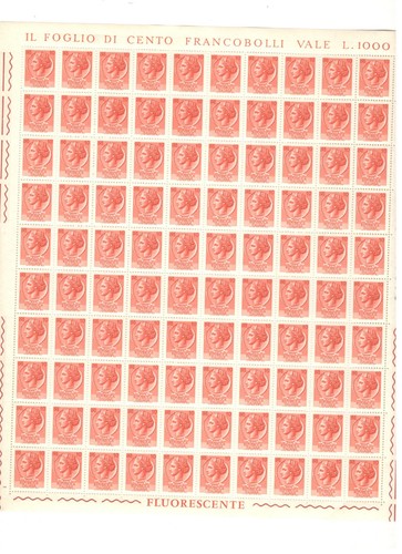 Foglio 100 francobolli - 100,
