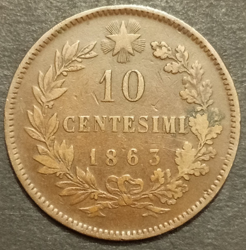 Centesimi lire valore 1863 - 10,
