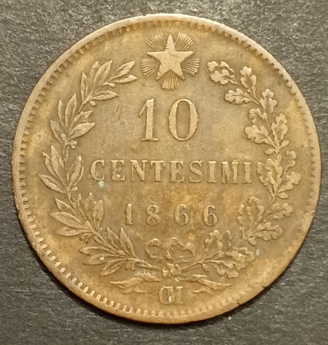 Centesimi lire valore 1866 - 10,
